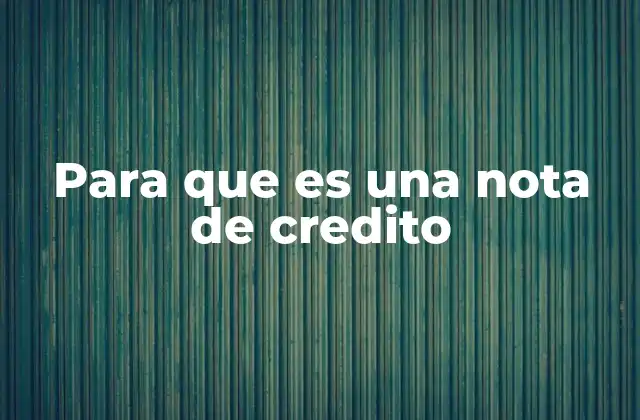Para que es una Nota de Credito
