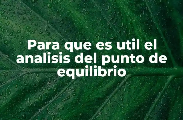 Para que es Util el Analisis Del Punto de Equilibrio