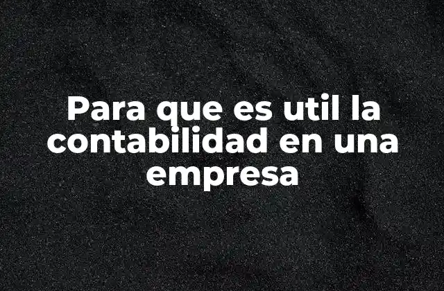 Para que es Util la Contabilidad en una Empresa