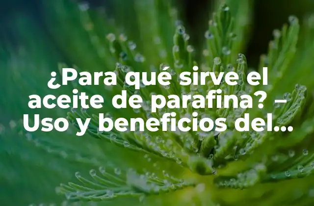 ¿para Qué Sirve el Aceite de Parafina? – Uso y Beneficios Del Aceite de Parafina