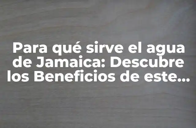 Para Qué Sirve el Agua de Jamaica: Descubre los Beneficios de Este Tónico Natural