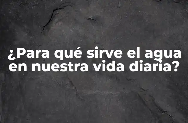 ¿para Qué Sirve el Agua en Nuestra Vida Diaria?