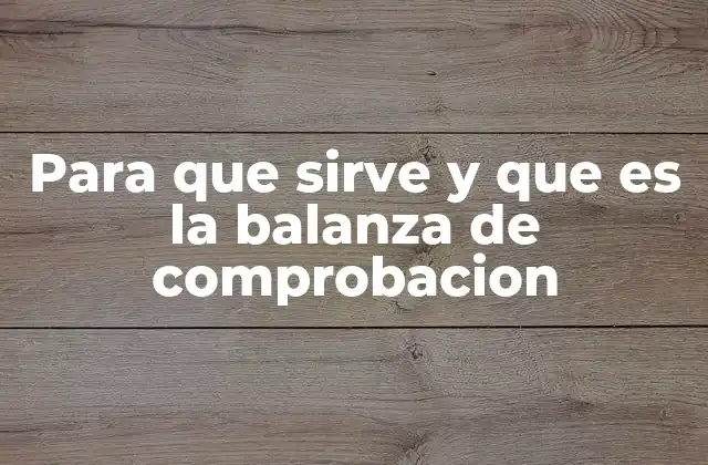 Para que Sirve y que es la Balanza de Comprobacion