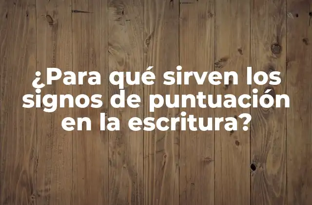 ¿para Qué Sirven los Signos de Puntuación en la Escritura?