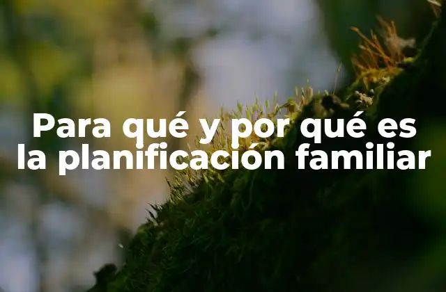 Para Qué y por Qué es la Planificación Familiar