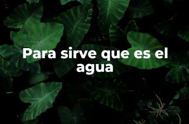 Para Sirve que es el Agua