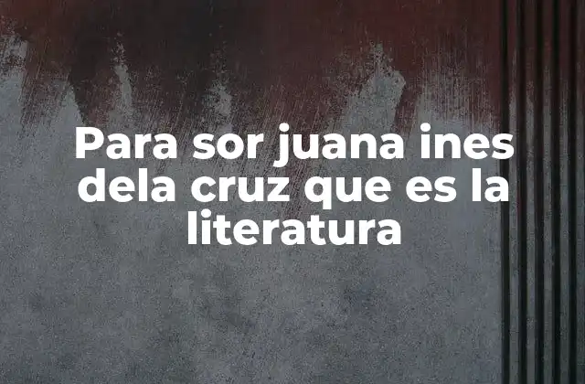 Para Sor Juana Ines Dela Cruz que es la Literatura