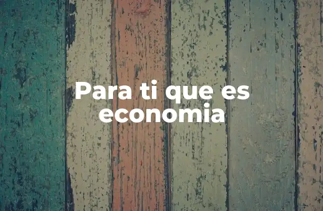 Para Ti que es Economia