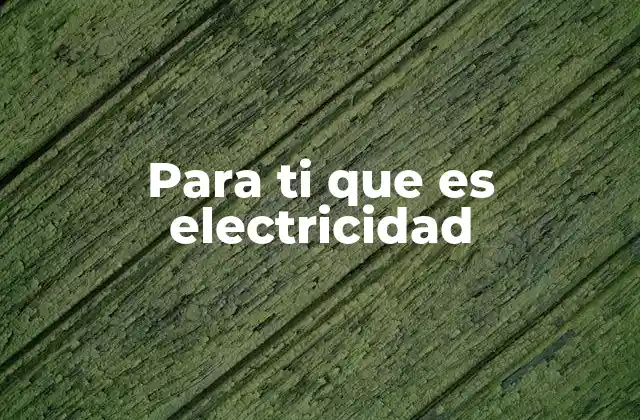 Para Ti que es Electricidad