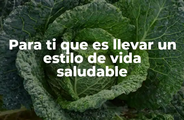 Para Ti que es Llevar un Estilo de Vida Saludable