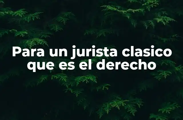 Para un Jurista Clasico que es el Derecho