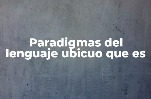Paradigmas Del Lenguaje Ubicuo que es