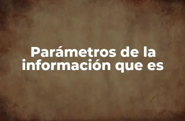 Parámetros de la Información que es