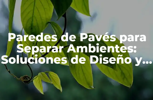 Paredes de Pavés para Separar Ambientes: Soluciones de Diseño y Decoración