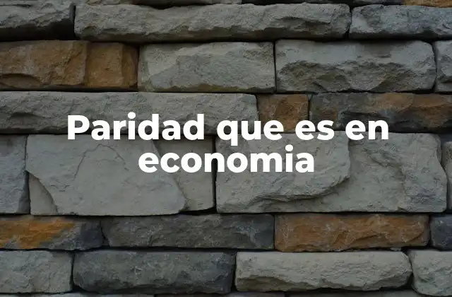 Paridad que es en Economia