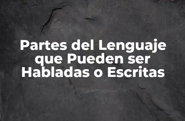 Partes Del Lenguaje que Pueden Ser Habladas o Escritas
