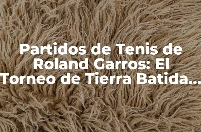 Partidos de Tenis de Roland Garros: el Torneo de Tierra Batida Más Prestigioso