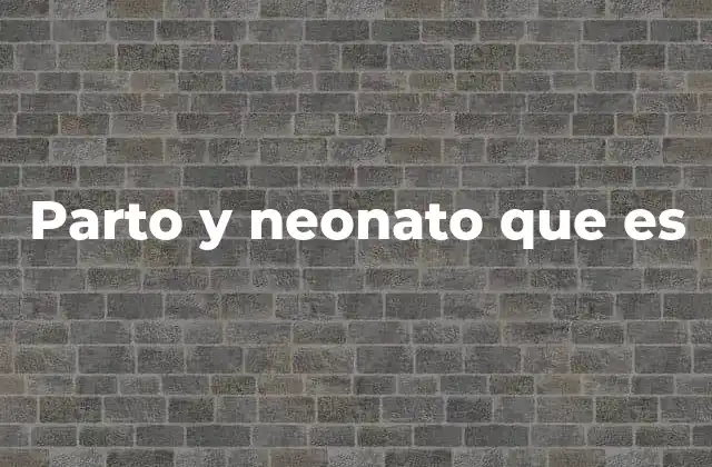 Parto y Neonato que es
