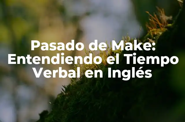 Pasado de Make: Entendiendo el Tiempo Verbal en Inglés
