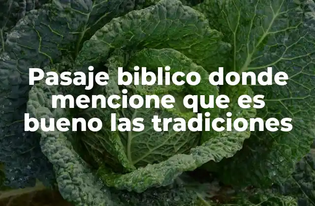 Pasaje Biblico Donde Mencione que es Bueno las Tradiciones