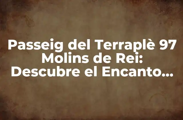 Passeig Del Terraplè 97 Molins de Rei: Descubre el Encanto de Este Emplazamiento Único