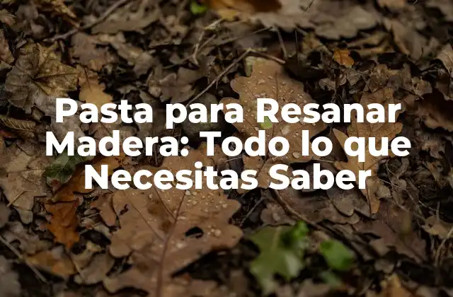 Pasta para Resanar Madera: Todo Lo que Necesitas Saber