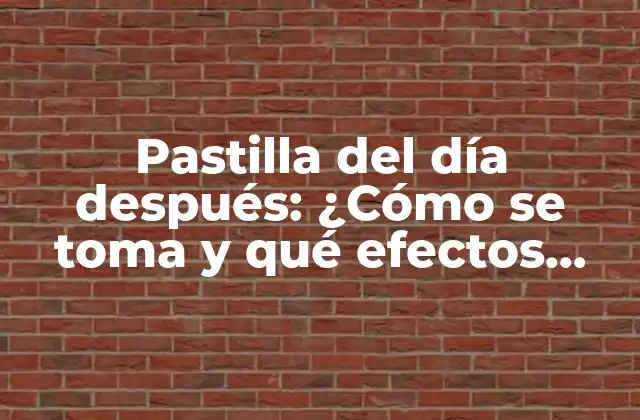 Pastilla Del Día Después: ¿cómo Se Toma y Qué Efectos Tiene?