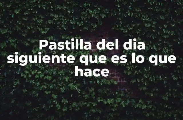 Pastilla Del Dia Siguiente que es Lo que Hace