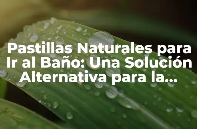 Pastillas Naturales para Ir Al Baño: una Solución Alternativa para la Salud Intestinal