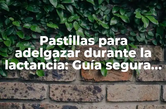 Pastillas para Adelgazar durante la Lactancia: Guía Segura y Efectiva