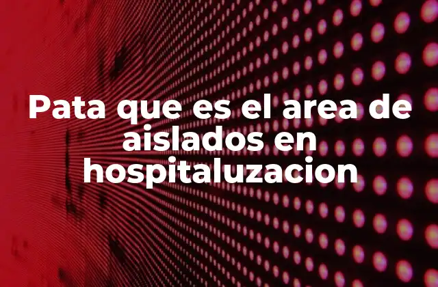 Pata que es el Area de Aislados en Hospitaluzacion