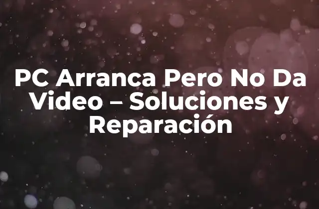 Pc Arranca pero No Da Video – Soluciones y Reparación
