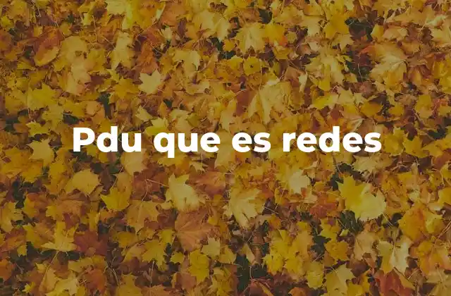 Pdu que es Redes