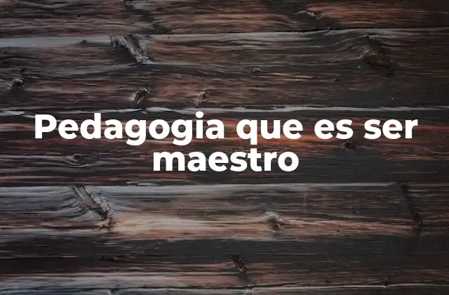 Pedagogia que es Ser Maestro