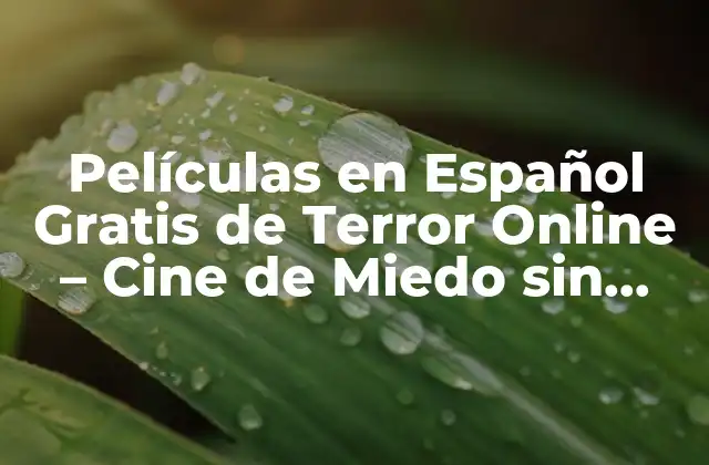 Películas en Español Gratis de Terror Online – Cine de Miedo sin Costo