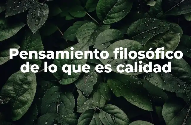 Pensamiento Filosófico de Lo que es Calidad