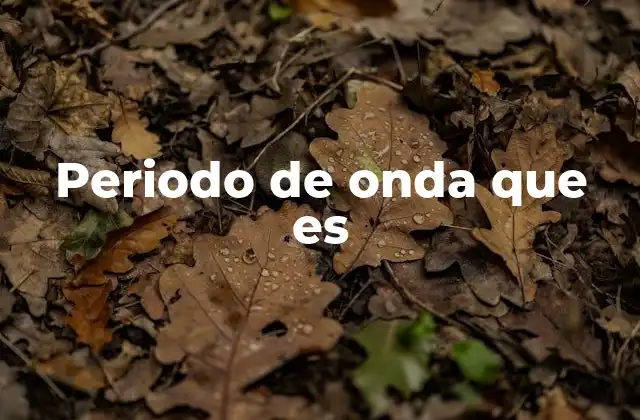 Periodo de Onda que es