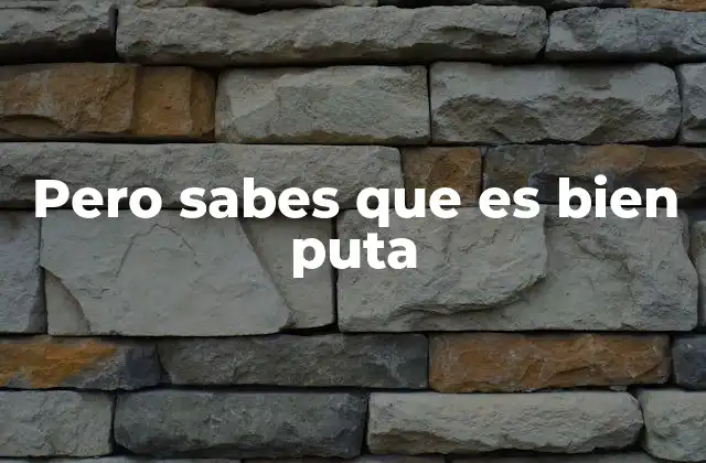 Pero Sabes que es Bien Puta