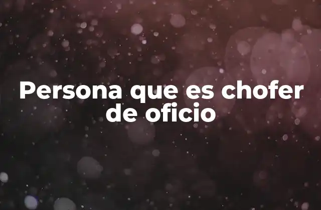 Persona que es Chofer de Oficio