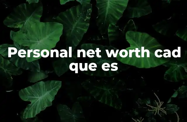 Personal Net Worth Cad que es