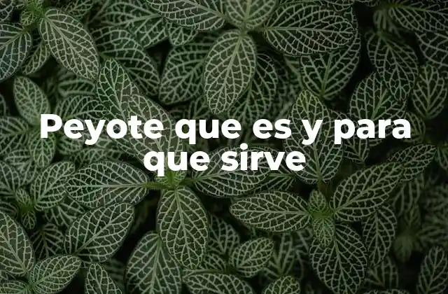 Peyote que es y para que Sirve