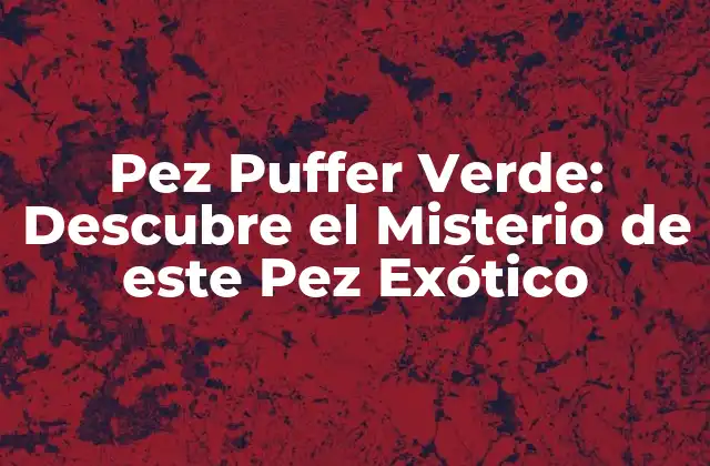 Pez Puffer Verde: Descubre el Misterio de Este Pez Exótico