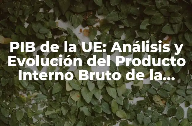 Pib de la Ue: Análisis y Evolución Del Producto Interno Bruto de la Unión Europea