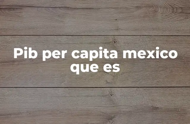 Pib Per Capita Mexico que es