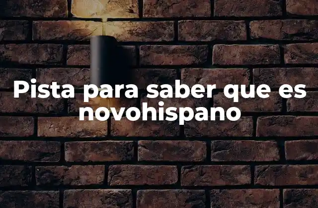 Pista para Saber que es Novohispano