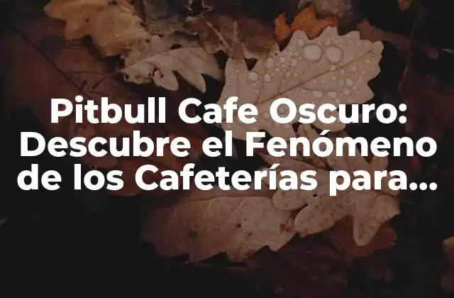 Pitbull Cafe Oscuro: Descubre el Fenómeno de los Cafeterías para Perros