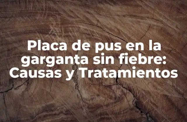 Placa de Pus en la Garganta sin Fiebre: Causas y Tratamientos
