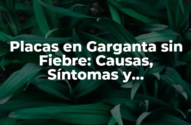 Placas en Garganta sin Fiebre: Causas, Síntomas y Tratamiento