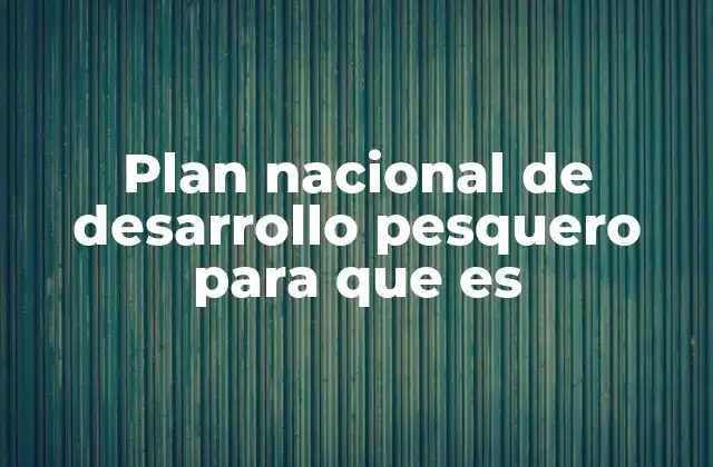 Plan Nacional de Desarrollo Pesquero para que es 2 La importancia de un marco estratégico en la actividad pesquera