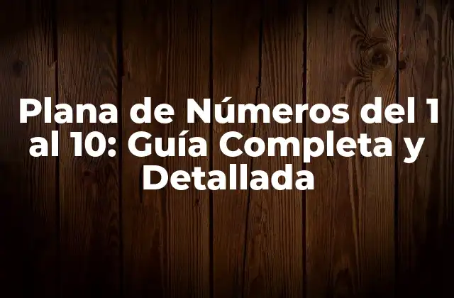 Plana de Números Del 1 Al 10: Guía Completa y Detallada